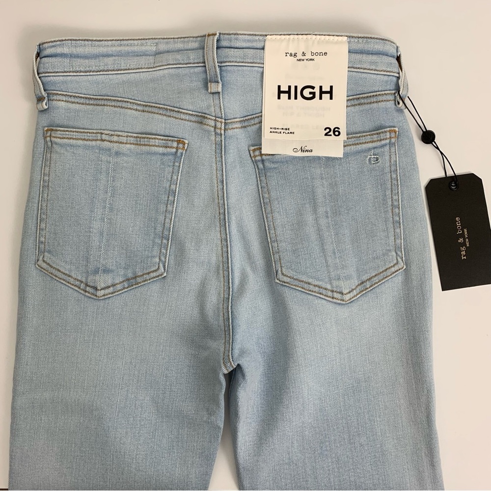 Rag & Bone Nina High Rise Ankle Flare Jeans Light Wash Denim Women’s Size 26 NWT - Picture 14 of 16